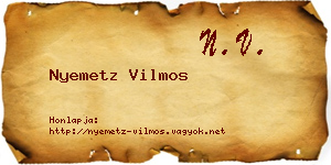 Nyemetz Vilmos névjegykártya
